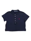 Polo Ralph Lauren Short Sleeve Cropped Polo Top In Blue