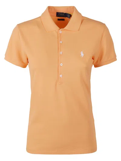 Polo Ralph Lauren Cotton Polo Shirt With Button Placket In Orange
