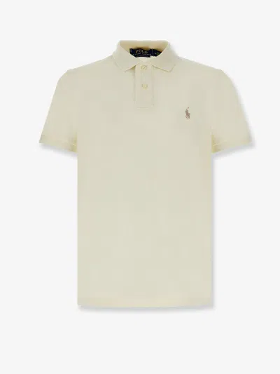 Polo Ralph Lauren Cotton Polo Shirt With Embroidered Logo On The Front In Neutral