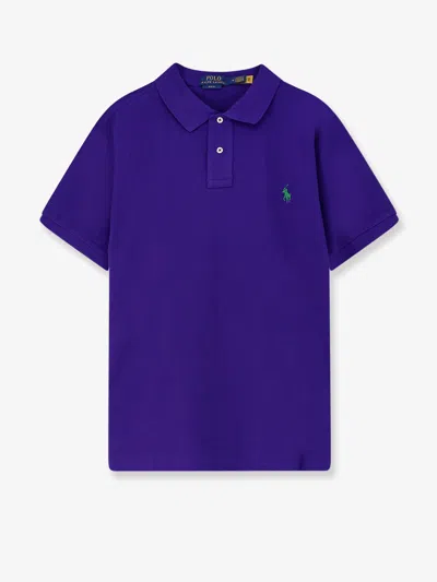 Polo Ralph Lauren Cotton Polo Shirt With Frontal Embroidered Logo In Blue