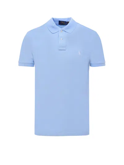Polo Ralph Lauren Cotton Polo Shirt With Logo Embroidery In Blue