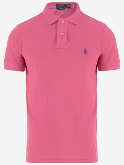 Polo Ralph Lauren Cotton Polo Shirt With Logo In Pink