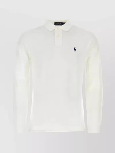 Polo Ralph Lauren Cotton Polo With Extended Back And Long Sleeves In Cream