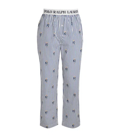 Polo Ralph Lauren Cotton Poplin Polo Bear Pyjama Bottoms In Blue