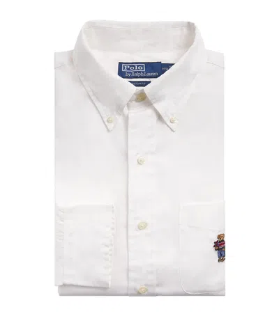 Polo Ralph Lauren Cotton Poplin Polo Bear Shirt In White