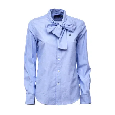 Polo Ralph Lauren Cotton Poplin Slim Blouse In Blue