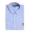 Polo Ralph Lauren Cotton Poplin Stripe Crest Shirt In Blue