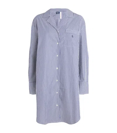 Polo Ralph Lauren Cotton Poplin Stripe Pyjama Shirt In Blue