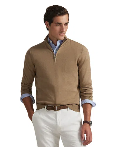 Polo Ralph Lauren Cotton Quarter Zip Mockneck Sweater In Gray