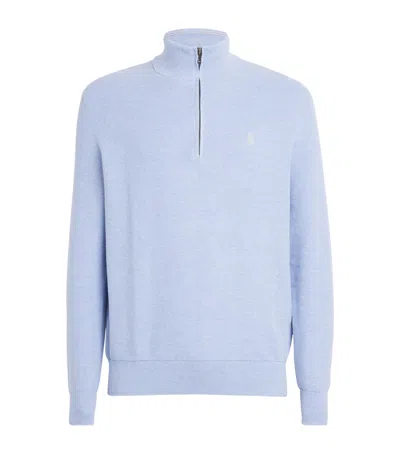 Polo Ralph Lauren Cotton Quarter-zip Sweater In Blue