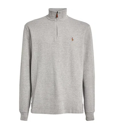 Polo Ralph Lauren Cotton Quarter-zip Sweater In Gray