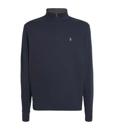 Polo Ralph Lauren Cotton Quarter-zip Sweatshirt In Blue