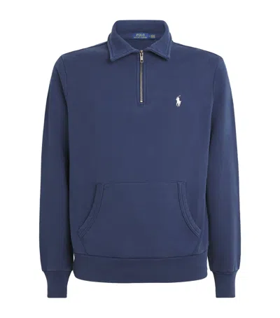 Polo Ralph Lauren Cotton Quarter-zip Sweatshirt In Navy