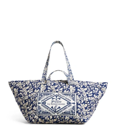 Polo Ralph Lauren Floral-print Quilted Tote Bag In Blue
