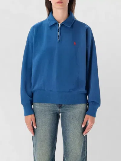 Polo Ralph Lauren Cotton Relaxed-fit Half-zip Sweatshirt In Blue