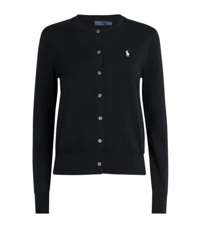 Polo Ralph Lauren Cotton Ribbed Cardigan In Black