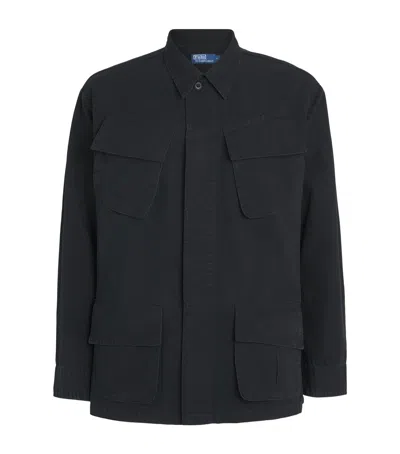Polo Ralph Lauren Cotton Ripstop Utility Overshirt In Black
