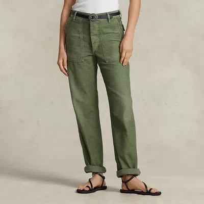Polo Ralph Lauren Cotton Sateen Utility Trouser In Olive