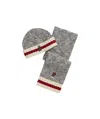 Polo Ralph Lauren Cotton Scarf And Beanie Set With Polo Bear In Gray