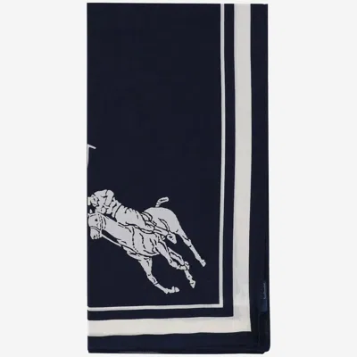 Polo Ralph Lauren Cotton Scarf With Logo In Blue