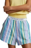 Polo Ralph Lauren Cotton Seersucker Boxer Pajama Shorts In Blue Multi Color