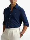 Polo Ralph Lauren Blue Shirt With Button-down Collar And Pony Embroidery On The Front