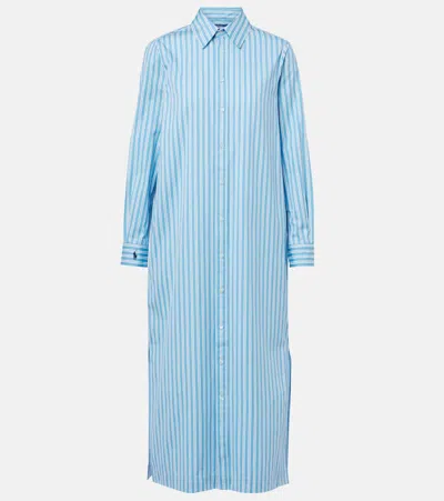 Polo Ralph Lauren Cotton Shirt Dress In Medium Blue/white
