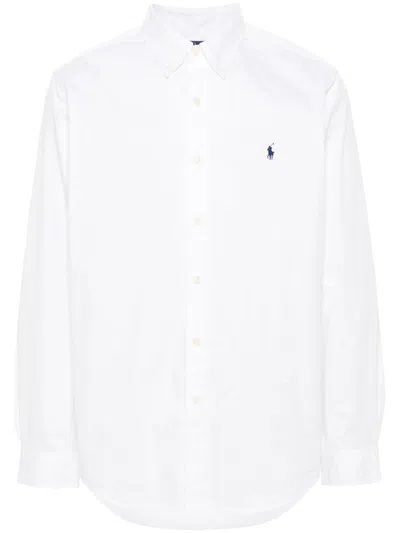 POLO RALPH LAUREN COTTON SHIRT IN WHITE WITH LOGO