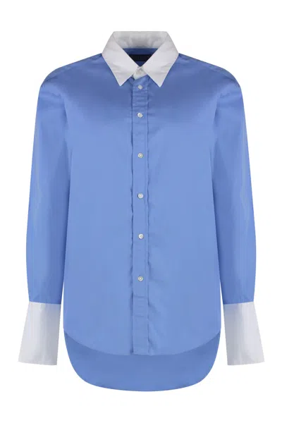 Polo Ralph Lauren Cotton Shirt In Light Blue