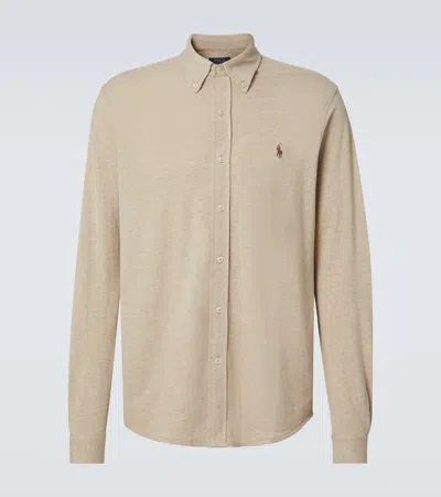 Polo Ralph Lauren Beige Shirt In Linen Custom-fit