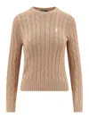 Polo Ralph Lauren Cotton Cable Knit Sweater In Gold