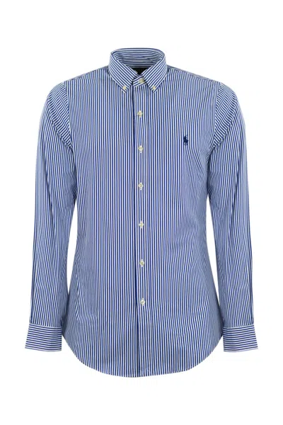Polo Ralph Lauren Cotton Shirt With Logo In Blue