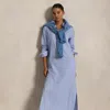 Polo Ralph Lauren Tunic Dress With Long Cuffed Sleeves In Classic Medium Blue