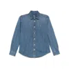Polo Ralph Lauren Cropped Boxy Chambray Denim Shirt In Blue