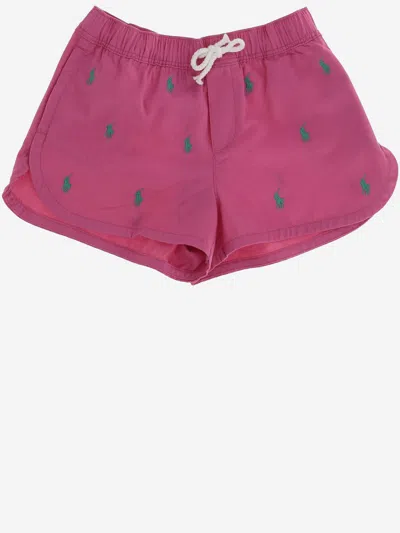 Polo Ralph Lauren Kids' Cotton Short Pants With Logo In Pink