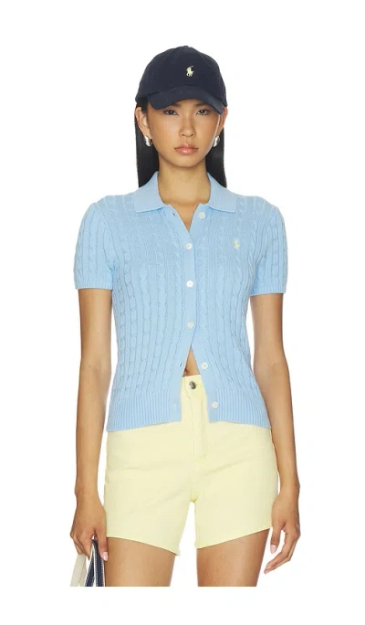Polo Ralph Lauren Cotton Short Sleeve Cardigan In Blue