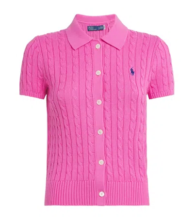 Polo Ralph Lauren Cotton Short-sleeve Cardigan In Pink