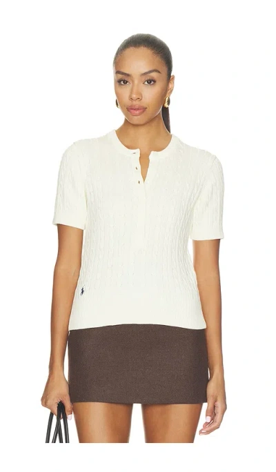 Polo Ralph Lauren Cotton Short Sleeve Henley Sweater In Clubhouse Cream