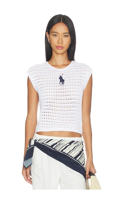 Polo Ralph Lauren Cotton Short Sleeve Pullover Sweater In White