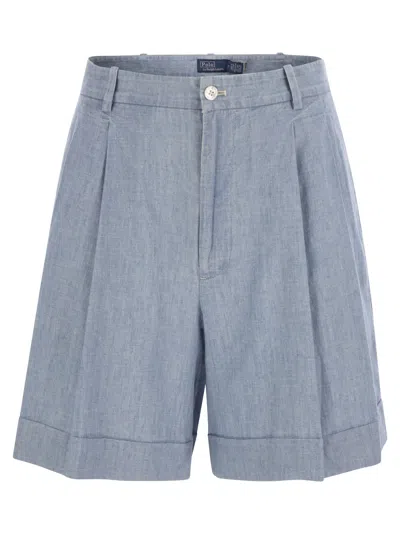 POLO RALPH LAUREN COTTON SHORTS WITH PLEATS