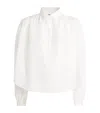 Polo Ralph Lauren Cotton-silk Pleated Blouse In White