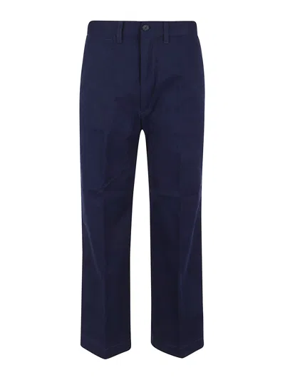 Polo Ralph Lauren Cotton Straight Leg Trousers In Blue