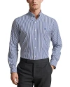 Polo Ralph Lauren Cotton Stretch Poplin Stripe Slim Fit Button Down Shirt In Navy/white