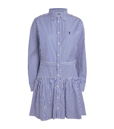 Polo Ralph Lauren Cotton Stripe Mini Shirt Dress In Blue
