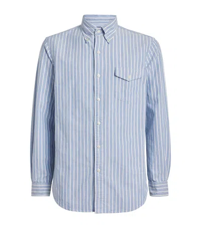 Polo Ralph Lauren Cotton Stripe Oxford Shirt In Blue