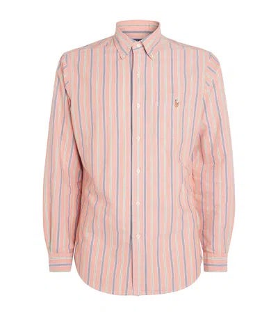 Polo Ralph Lauren Cotton Stripe Oxford Shirt In Orange