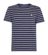 Polo Ralph Lauren Cotton Stripe Polo Pony Slim T-shirt In Blue