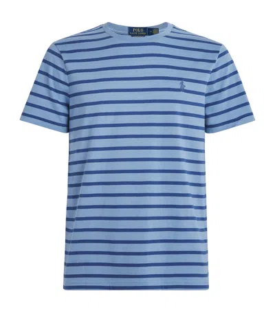 Polo Ralph Lauren Cotton Stripe Polo Pony T-shirt In Blue