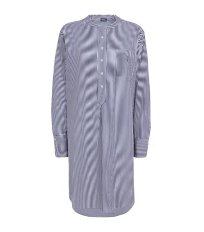 Polo Ralph Lauren Cotton Stripe Sleep Shirt In Blue