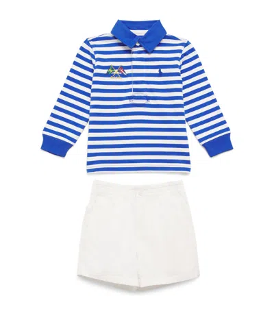 Polo Ralph Lauren Cotton Striped Jersey All-in-one In Blue